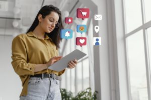 women using social media